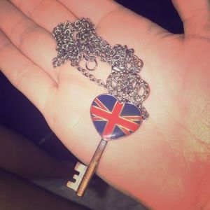 United Kingdom heart key necklace